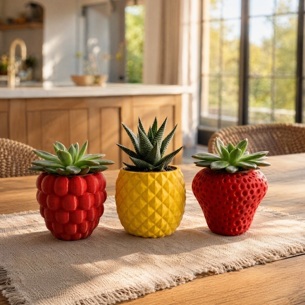 プラスチック製フルーツ型植木鉢 3Dプリント製ホームオーナメ - Echeveria Succulent のレビューと価格